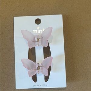Mint Light Pink Butterfly Hair Clips for Kids